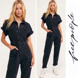 Free people Marci denim jumpsuit black XS